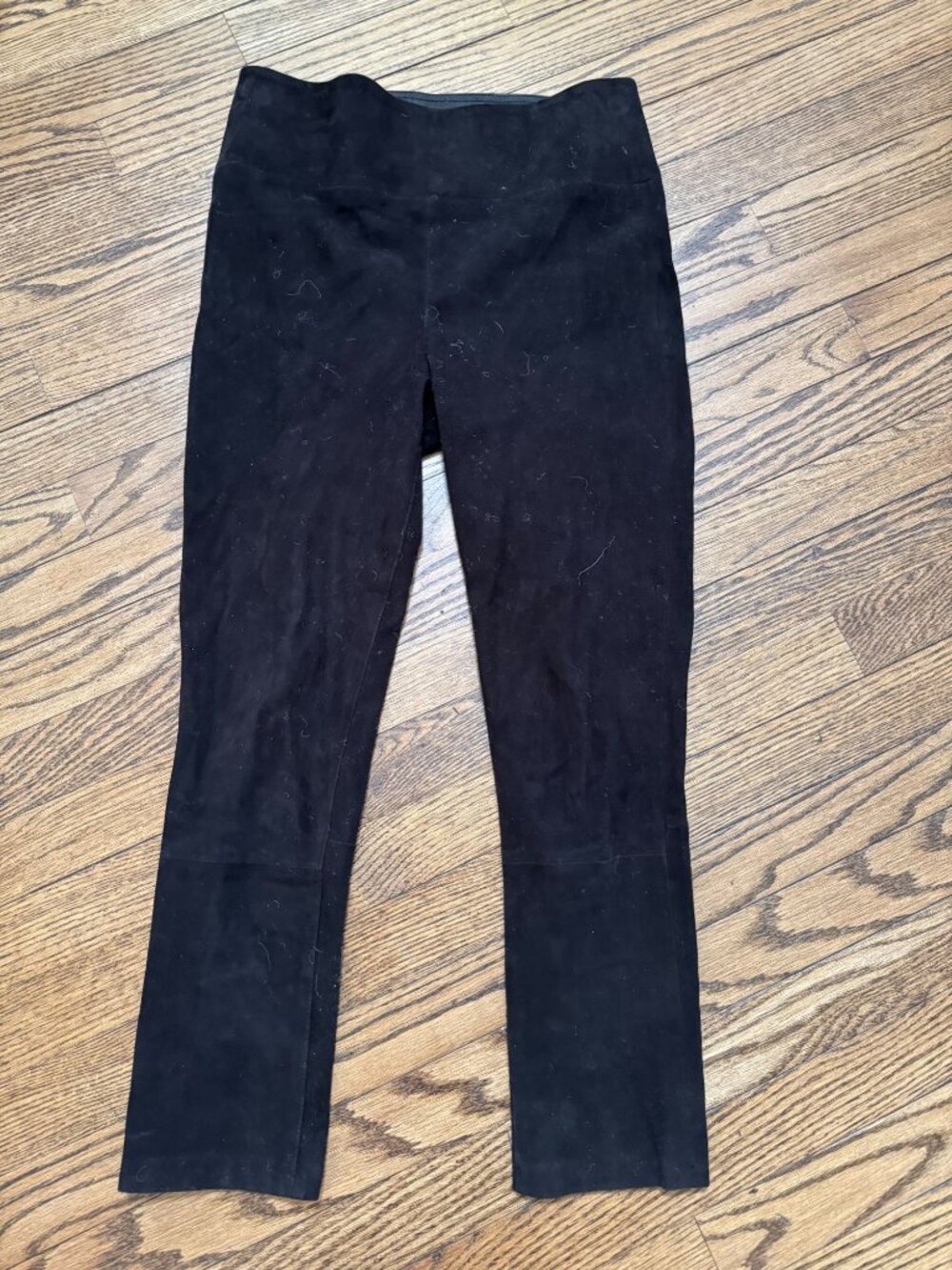 SPRWMN Lamb Leather Suede High Waist Crop Legging Pants Black Size XS